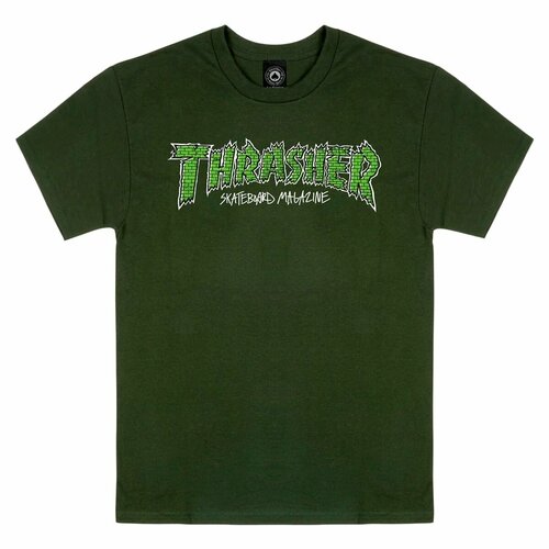 мужская футболка с принтом thrasher, зеленая