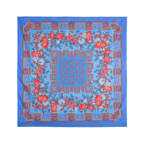 женский шарф павловопосадская платочная мануфактура, синий