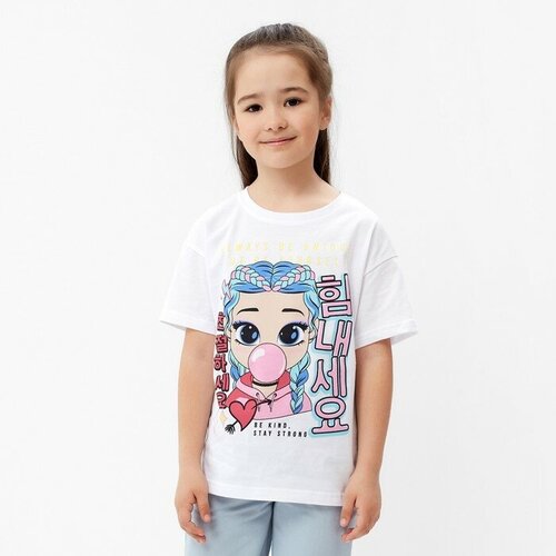 футболка с рисунком kaftan для девочки, белая