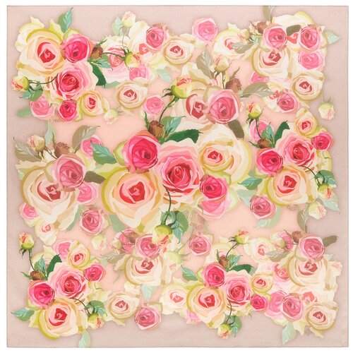 женский шарф павловопосадская платочная мануфактура, розовый