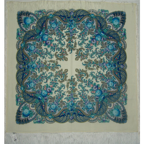женский шерстяные шарф павловопосадская платочная мануфактура, зеленый