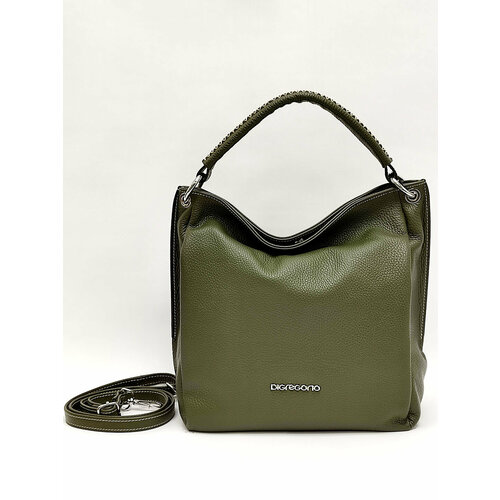 женская кожаные сумка di gregorio, зеленая