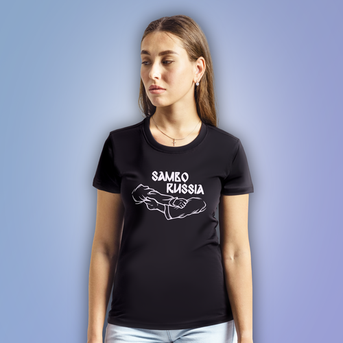 женская футболка с принтом aika "яркость и стиль в спорте", черная