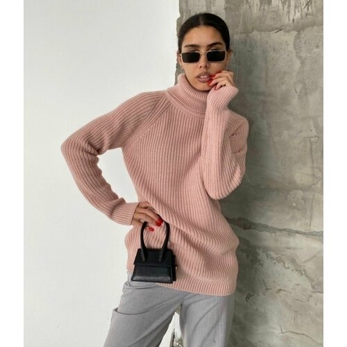 женский свитер удлиненные wampoidet, розовый