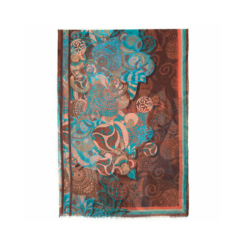 женский шерстяные шарф павловопосадская платочная мануфактура, коричневый