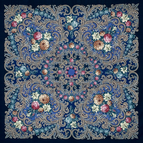женский шерстяные шарф павловопосадская платочная мануфактура, фиолетовый