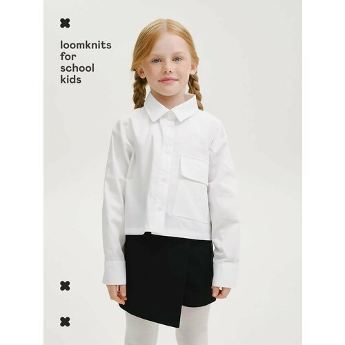блузка с длинным рукавом loomknits для девочки, белая