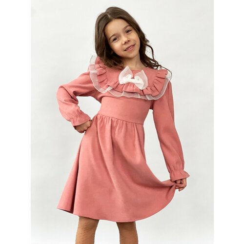 нарядные платье бушон для девочки, розовое