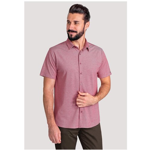 мужская рубашка с коротким рукавом greg, бордовая