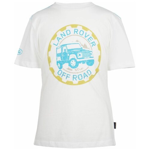 футболка с принтом land rover для мальчика, белая