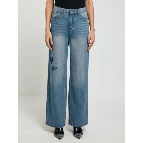 женские прямые джинсы concept club, голубые