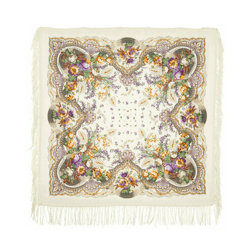 женский шерстяные шарф павловопосадская платочная мануфактура, бежевый