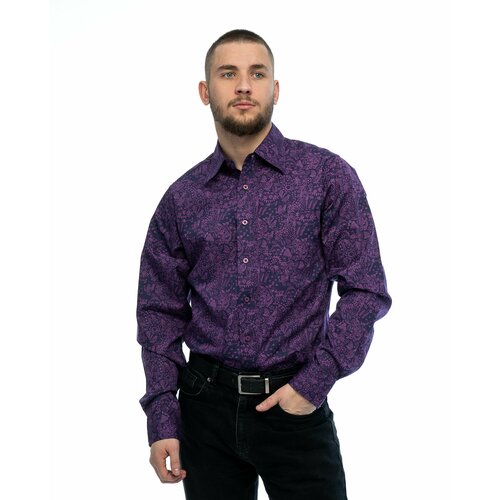 мужская рубашка с коротким рукавом maestro, фиолетовая