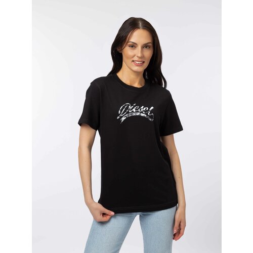 женская футболка с коротким рукавом diesel, черная