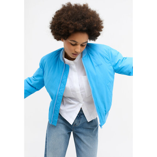 женская куртка бомбер mustang, синяя