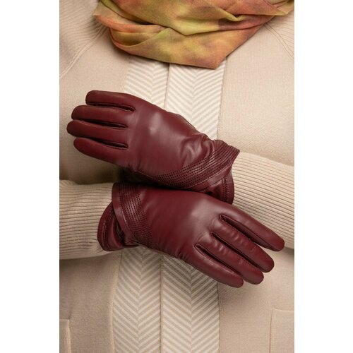 женские кожаные перчатки montego, бордовые