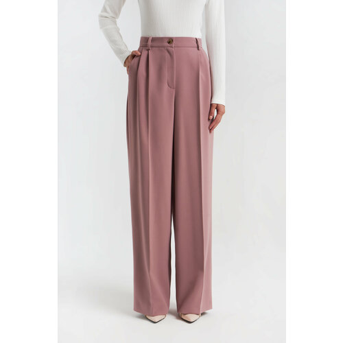 женские классические брюки маковцвет, розовые
