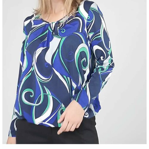 женская блузка с круглым вырезом via appia due, синяя