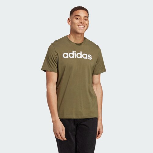 мужская футболка с круглым вырезом adidas, зеленая