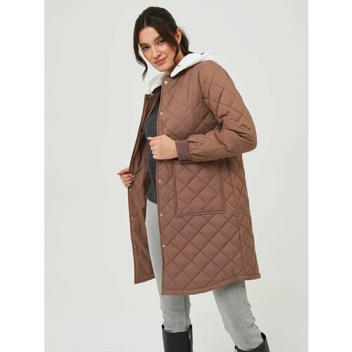 женская утепленные куртка каляев, коричневая