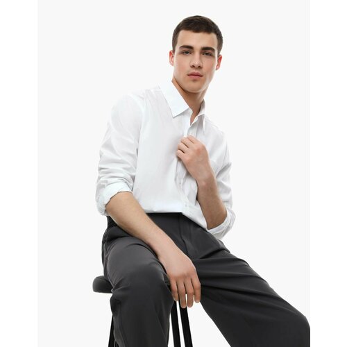 мужская рубашка с длинным рукавом gloria jeans, белая