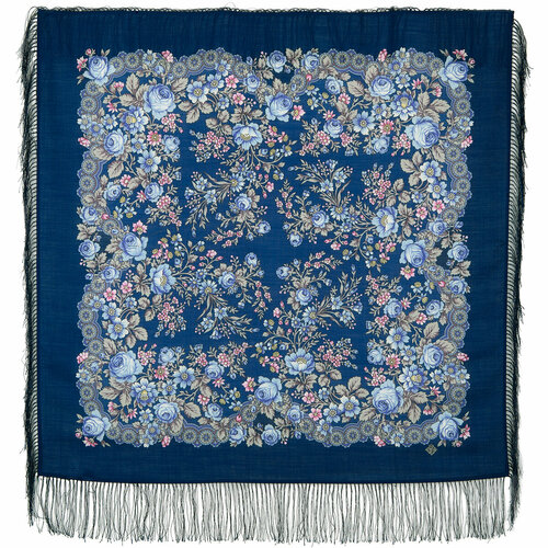 женский шерстяные шарф павловопосадская платочная мануфактура, голубой