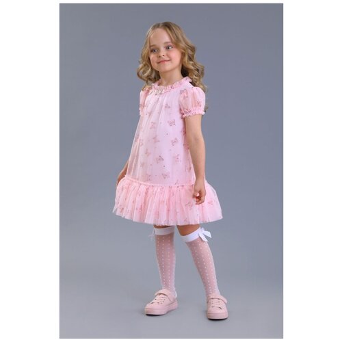 платье мини маленькая леди для девочки, розовое