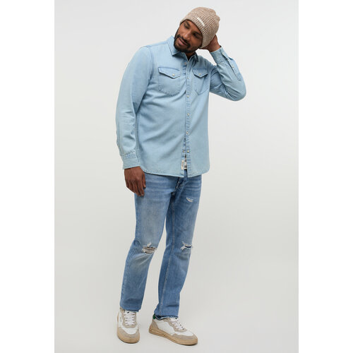 мужская джинсовые рубашка mustang, синяя