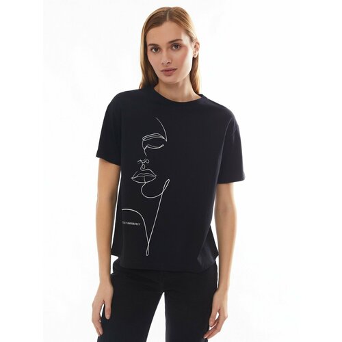 женская футболка с коротким рукавом zolla, черная