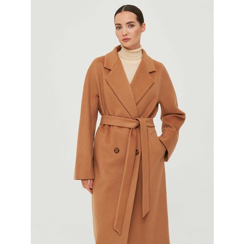 женское шерстяное пальто каляев, коричневое