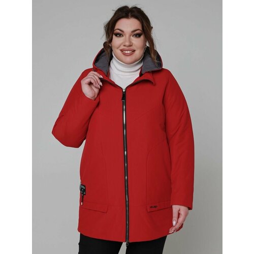 женская куртка с капюшоном karmelstyle, красная