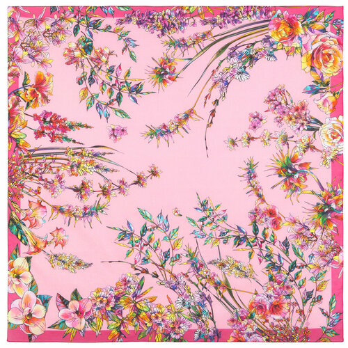 женский шарф павловопосадская платочная мануфактура, розовый