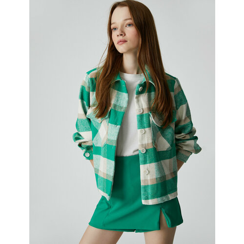 женский пиджак koton, зеленый