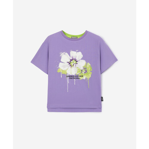 футболка с коротким рукавом gulliver для девочки, фиолетовая