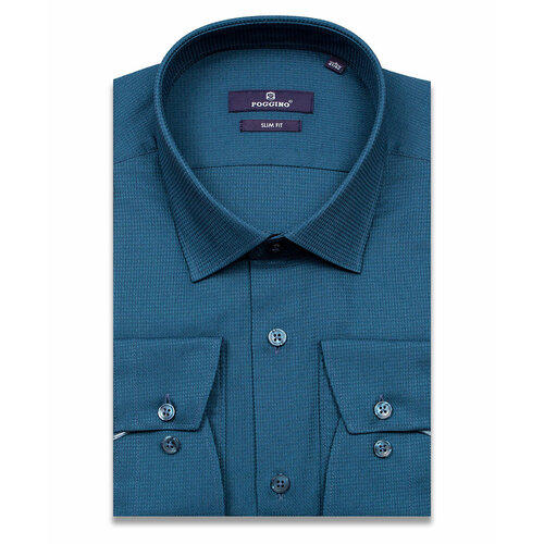 мужская рубашка с длинным рукавом poggino, синяя