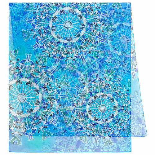 женский шарф павловопосадская платочная мануфактура, голубой