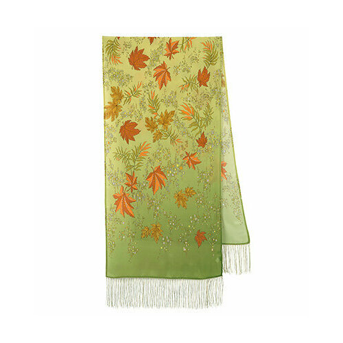женский шарф павловопосадская платочная мануфактура, зеленый
