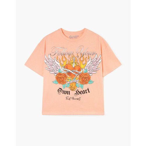 футболка с коротким рукавом gloria jeans для девочки, оранжевая