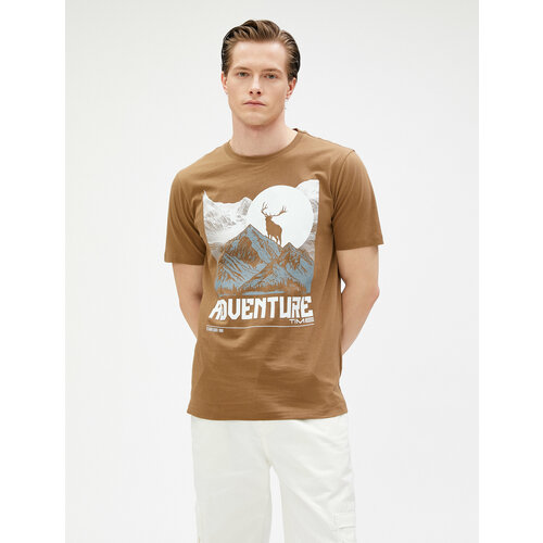 мужская футболка koton, коричневая