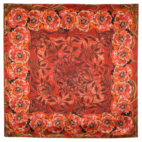женский шелковые шарф павловопосадская платочная мануфактура, красный