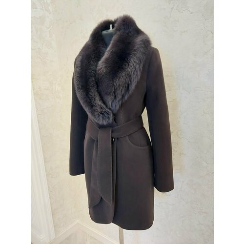 женское шерстяное пальто её-стиль, коричневое