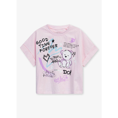 короткие футболка funday для девочки, розовая