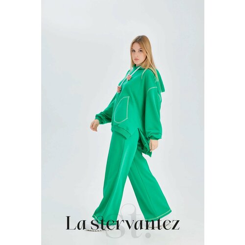 женские широкие брюки la stervantez, зеленые