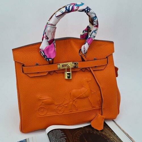женская кожаные сумка китай, оранжевая