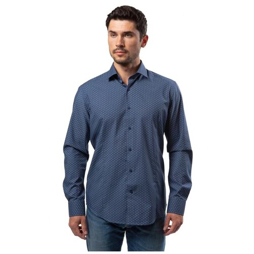 мужская шелковые рубашка grostyle, синяя