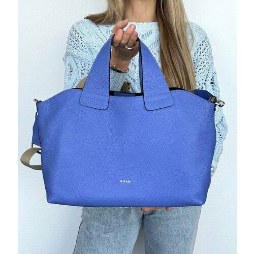 женская кожаные сумка италия, синяя
