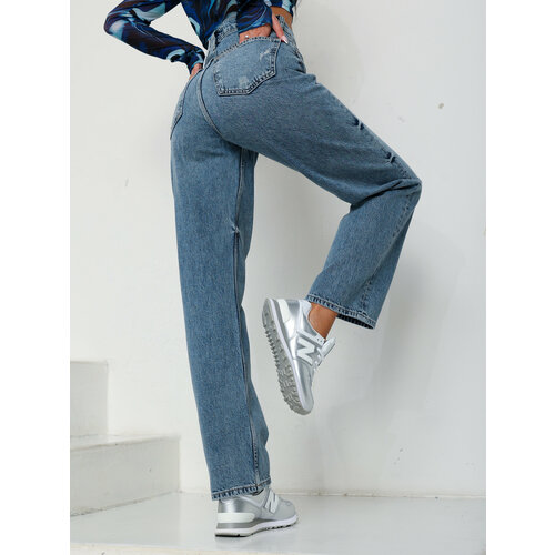 женские джинсы с высокой посадкой cracpot, голубые