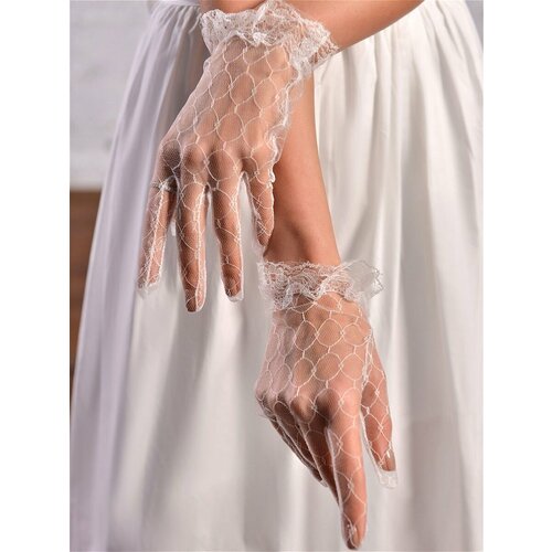 женские кружевные перчатки romantic wedding, белые