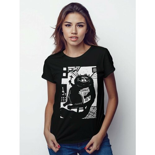 женская футболка с принтом design heroes, черная
