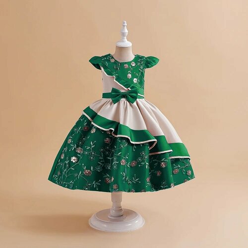 платье мини bonjour kids для девочки, зеленое